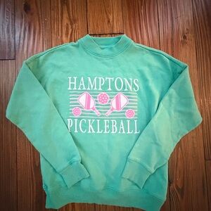 abercrombie kids Mint Green Hamptons Pickleball Sweatshirt with Pink Graphic